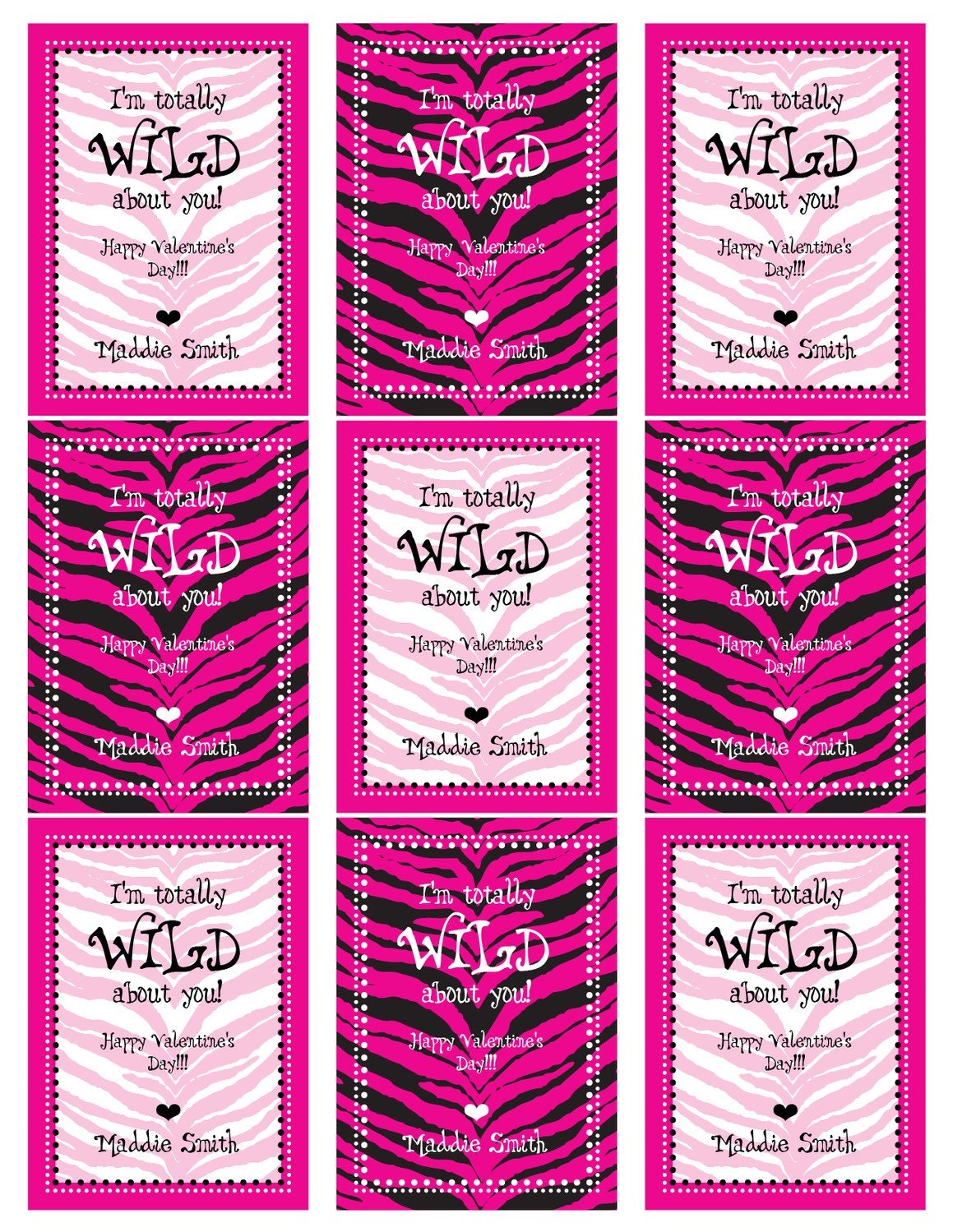 Zebra Wild - Printable Valentine Cards/Labels/Favor and Gift Tags Il_170x135