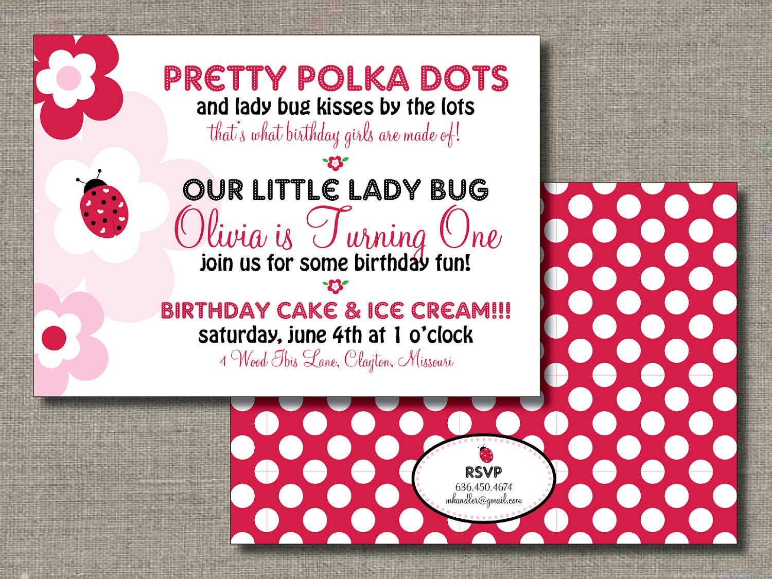 Little Lady Bug - Double-Sided Printable Invitation by Flair Designery Il_170x135