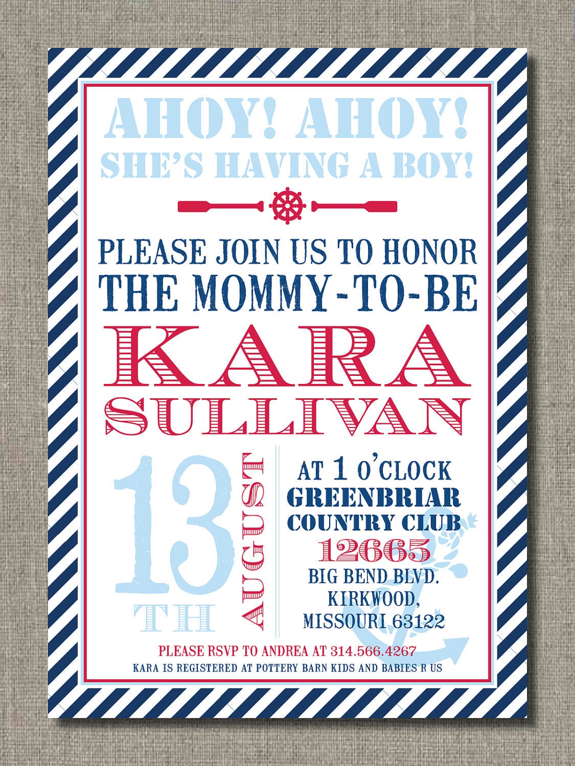 Ahoy...It's A Boy - Printable Baby Shower Invitation by Flair Designery
