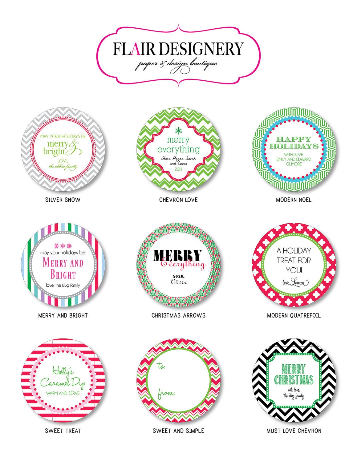 Personalized Holiday Stickers, Labels or Tags - Set of 60 - by Flair Designery Il_170x135