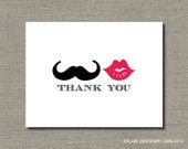 MUSTACHE THANK YOU - 24 Folded Notelets - by Flair Designery