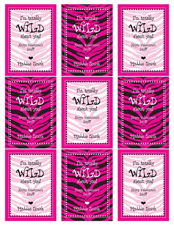Zebra Wild - Printable Valentine Cards/Labels/Favor and Gift Tags Il_570xn
