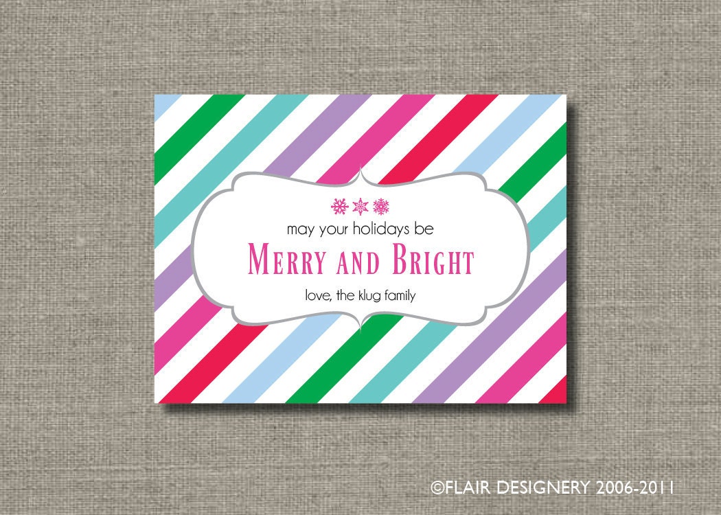 Personalized Bright and Merry Holiday Sticker or Gift Tag - Set of 24 by Flair Designery Il_570xn