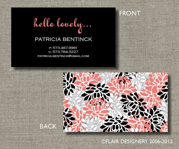 Beautiful Coral Flowers Calling Cards, Call Me Cards, Business Cards - Set of 100 Il_570xn
