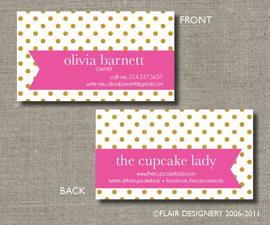 Polka Dots Are Pretty Calling Cards, Call Me Cards, Business Cards, Tags - Set of 100 - by Flair Designery