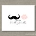 Mr and Mrs MUSTACHE THANK YOU - 24 Folded Notelets - by Flair Designery