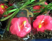 10 Pink Hibiscus Flower Soap Party Favors for Luau, Wedding, Hawaiian Themed Birthday Summer  Parties and more