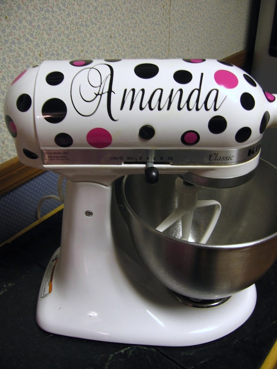 Vinyl Decal for Kitchen  - Personalized Mixer - Valentine's Day Gift - Dots - Name - Kitchen Art - Home Decor