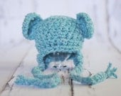 Sweet Dreams Blue Earflap Beanie Bear Hat