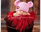 Baby Pink Newborn Teddy Bear Hat