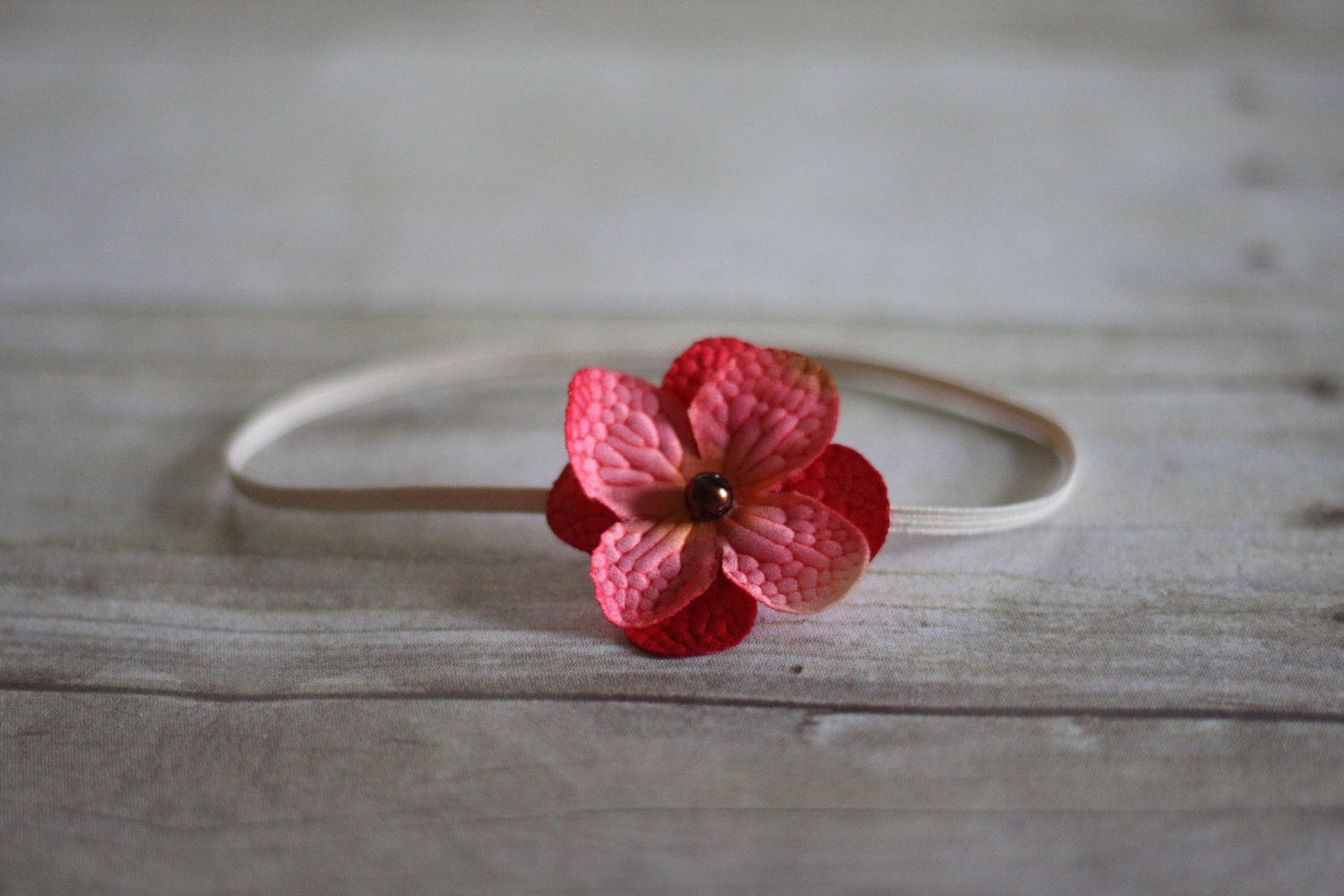 Simple Red and Pink Flower Headband