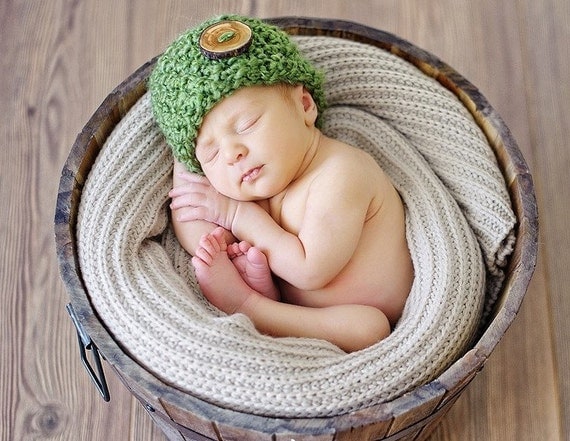 Grass Green Newborn Baby Beanie Hat