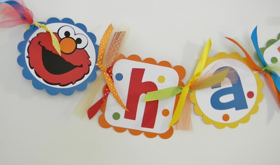 Elmo Sesame Street Birthday Banner in Bright Colors -