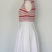 1970s Nautical Dress / 70s Dress / vintage shift dress / color block / red white blue / circle skirt / audrey hepburn / small medium