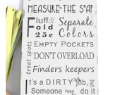 The Laundry Room Rules - Typography Word Art  in Weather Worn White with Charcoal and Robins Egg Blue