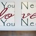 HUGE All You Need Is Love Wood Sign - Typography Word Art -Weather Worn White and Crimson Red on Wood