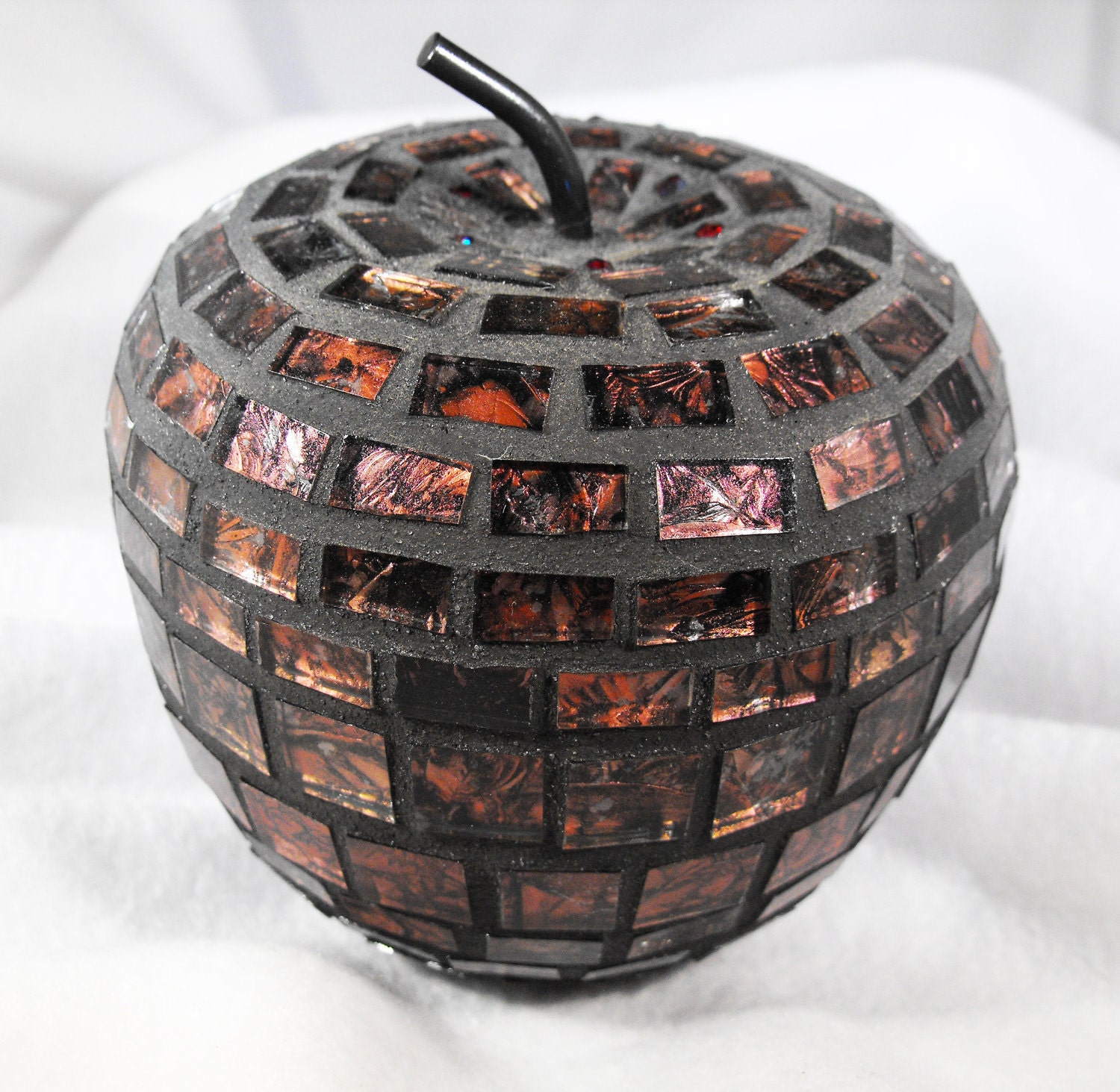 Mosaic Red Apple contemporary art modern art  for home decor decorative orb faux fruit object fruit decor