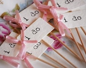 I Do Cupcake Sticks - ivory and pastel pink
