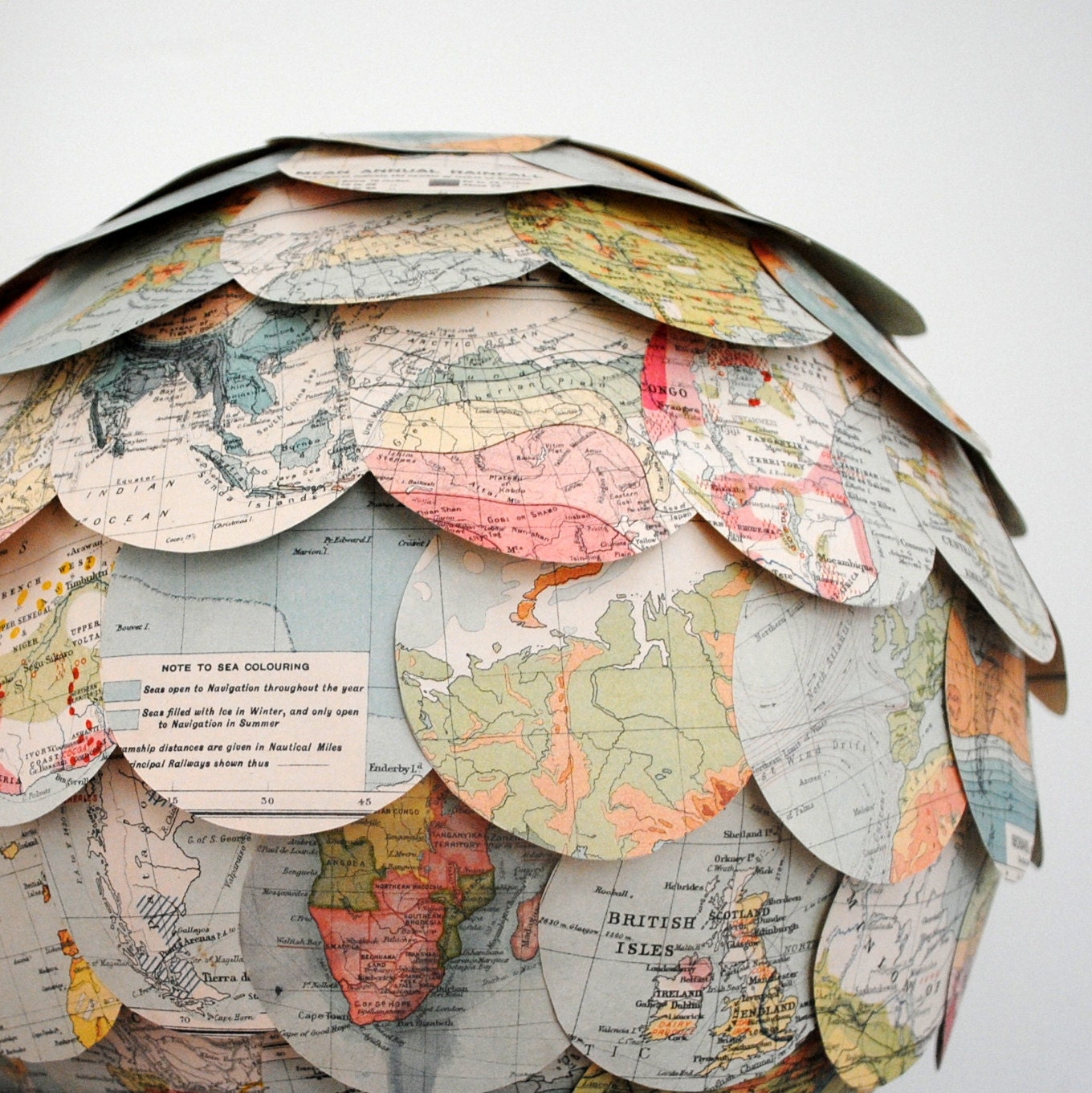 The Geographer's Choice hanging pendant  paper lampshade