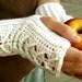 Fingerless Gloves Antique White, Cabled,  Handmade Crocheted