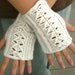 Fingerless Gloves Antique White, Cabled,  Handmade Crocheted