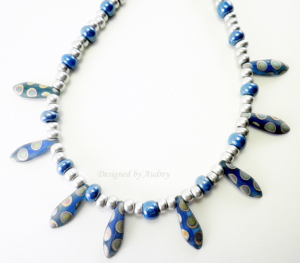 Blue Peacock Dagger Necklace