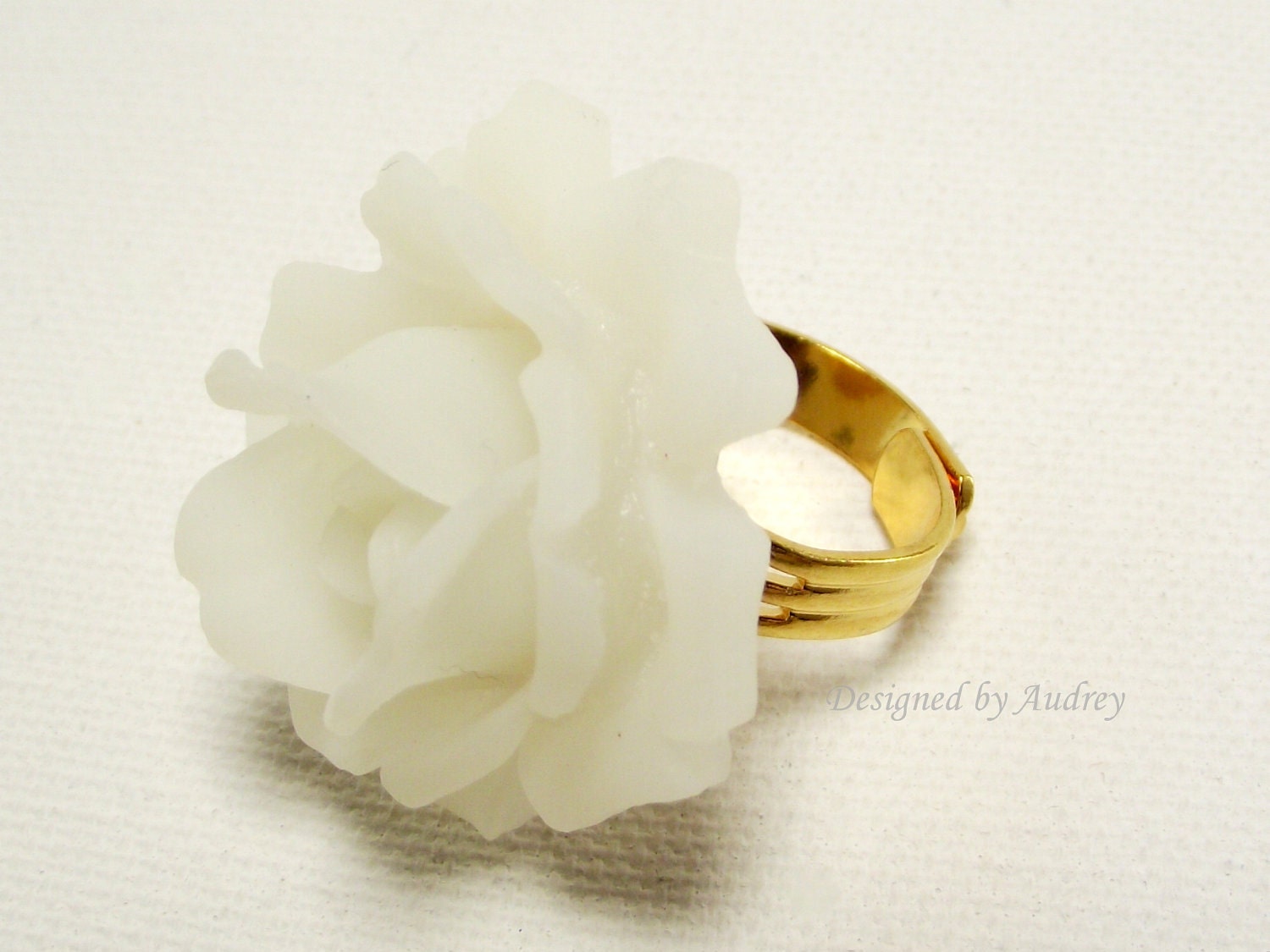 Ring -  White Rose Petal Adjustable Ring