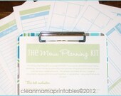 The Menu Planning Kit - Aqua and Lime - 7 documents - INSTANT DOWNLOAD