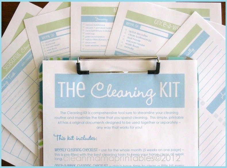 The 2013 Clean Mama Printables Starter Kit - Aqua and Lime - 46 documents - INSTANT DOWNLOAD