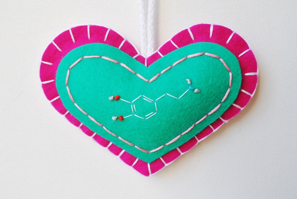 Pleasure Molecule Science Ornament - Dopamine Molecule Embroidery - Chemistry Science Psychology - Christmas Holiday Ornament