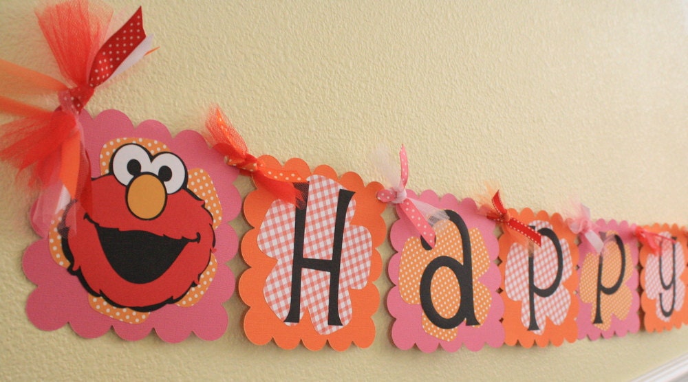 Customized Sesame Street Elmo Birthday Banner - Perfect for BIrthdays, Baby showers, and any Hello Kitty theme party - Fully customizable