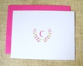 Leaf Monogram Personalized Custom Stationery Stationary Gift