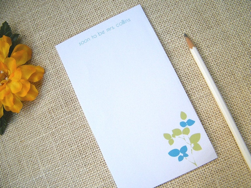 Soon to be Mrs Personalized Custom Notepad - Branch - Gift for Bridal Shower, Engagement, Wedding
