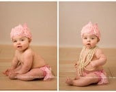 Pink baby bloomers diaper covers  with matchimng princess crown headband photo prop vintage glamour wedding