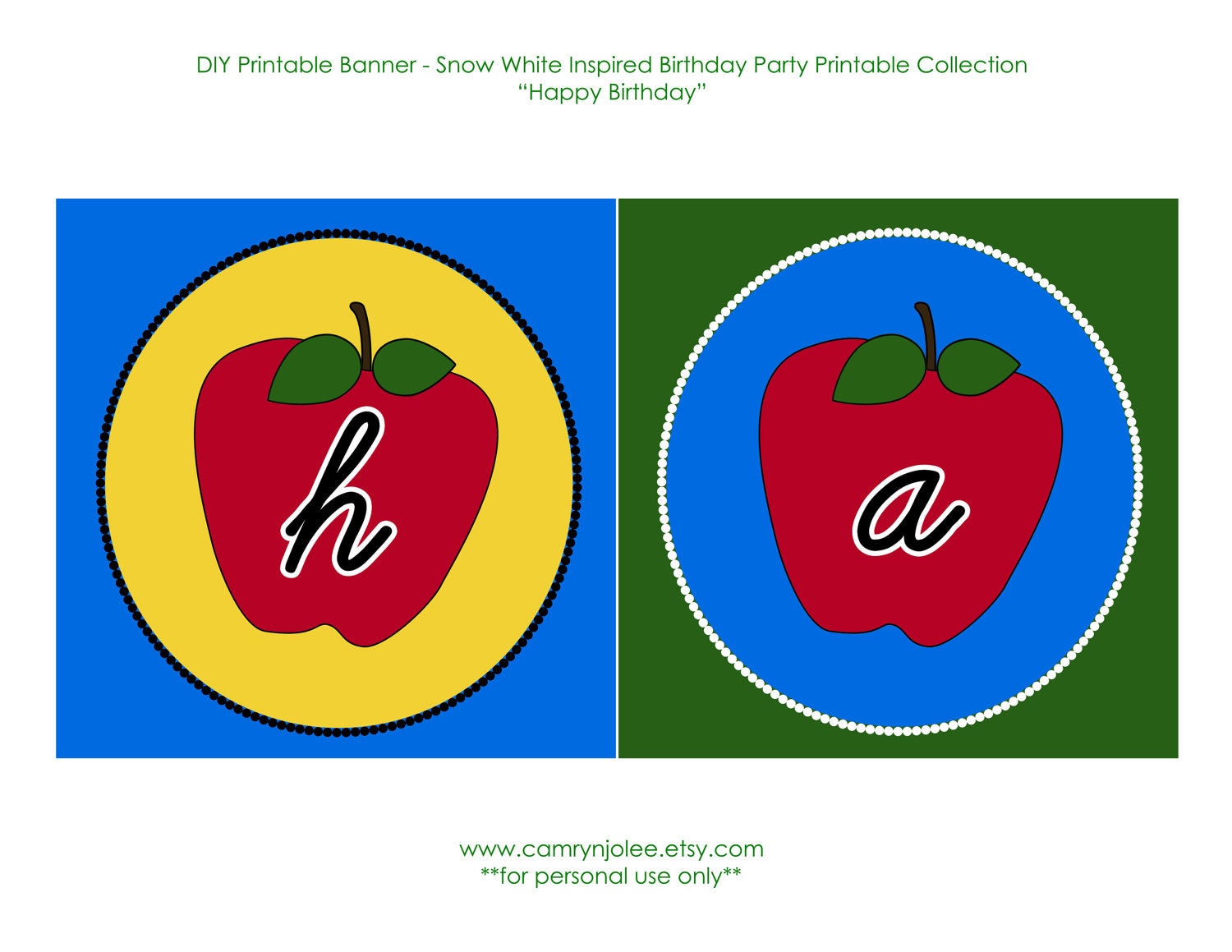 Snow White Inspired Happy Birthday Banner - Digital File Il_570xn