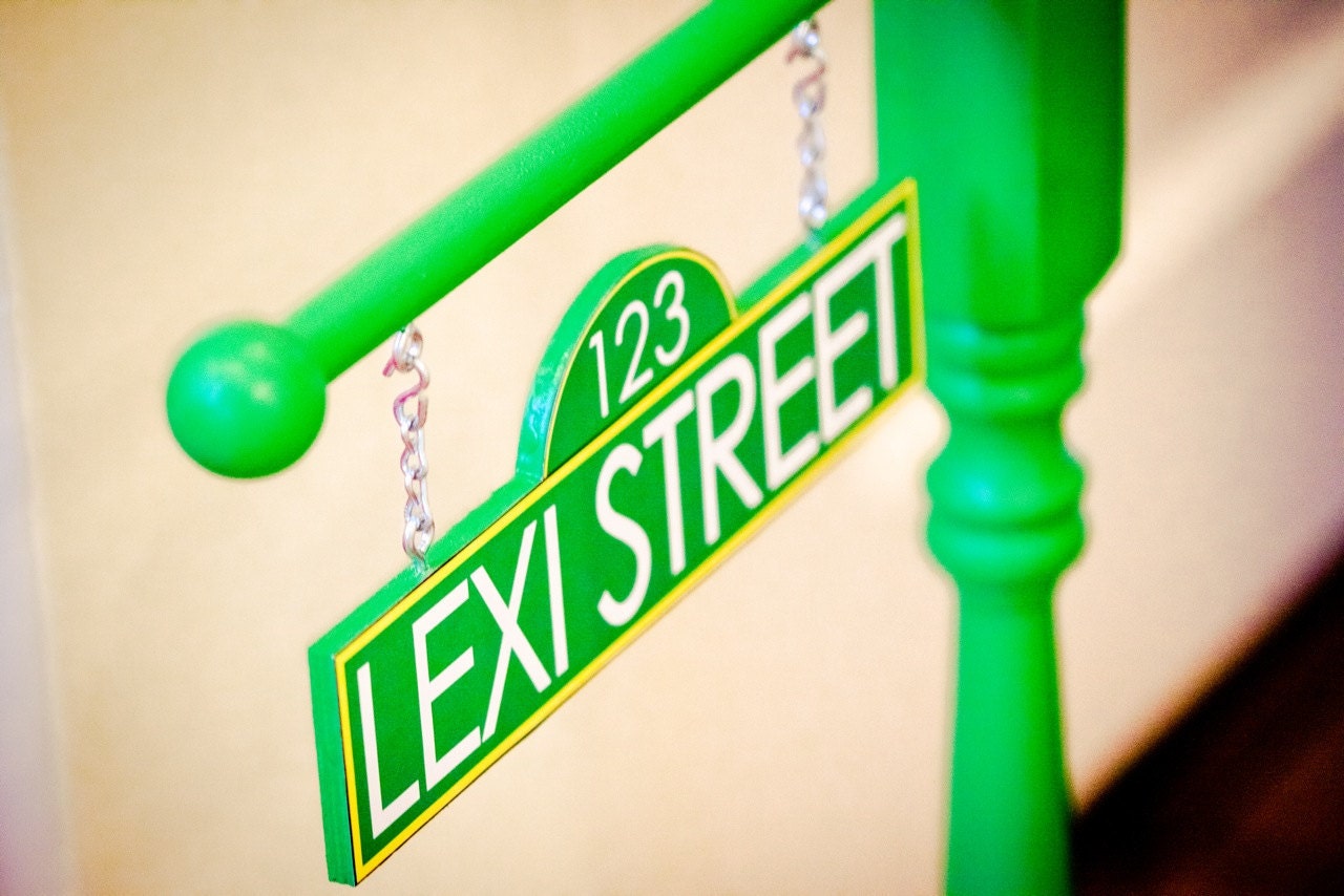 Personalized Sesame Street Inspired Sign in GREEN - As seen on Hostess with the Mostess and NBC's iVillage