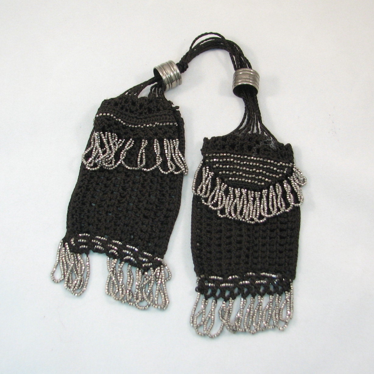 Antique Black Miser Purse with Steel Cut Beads