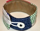 Madras Patchwork Fabric Cuff Bracelet
