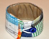 Madras Patchwork Fabric Cuff Bracelet