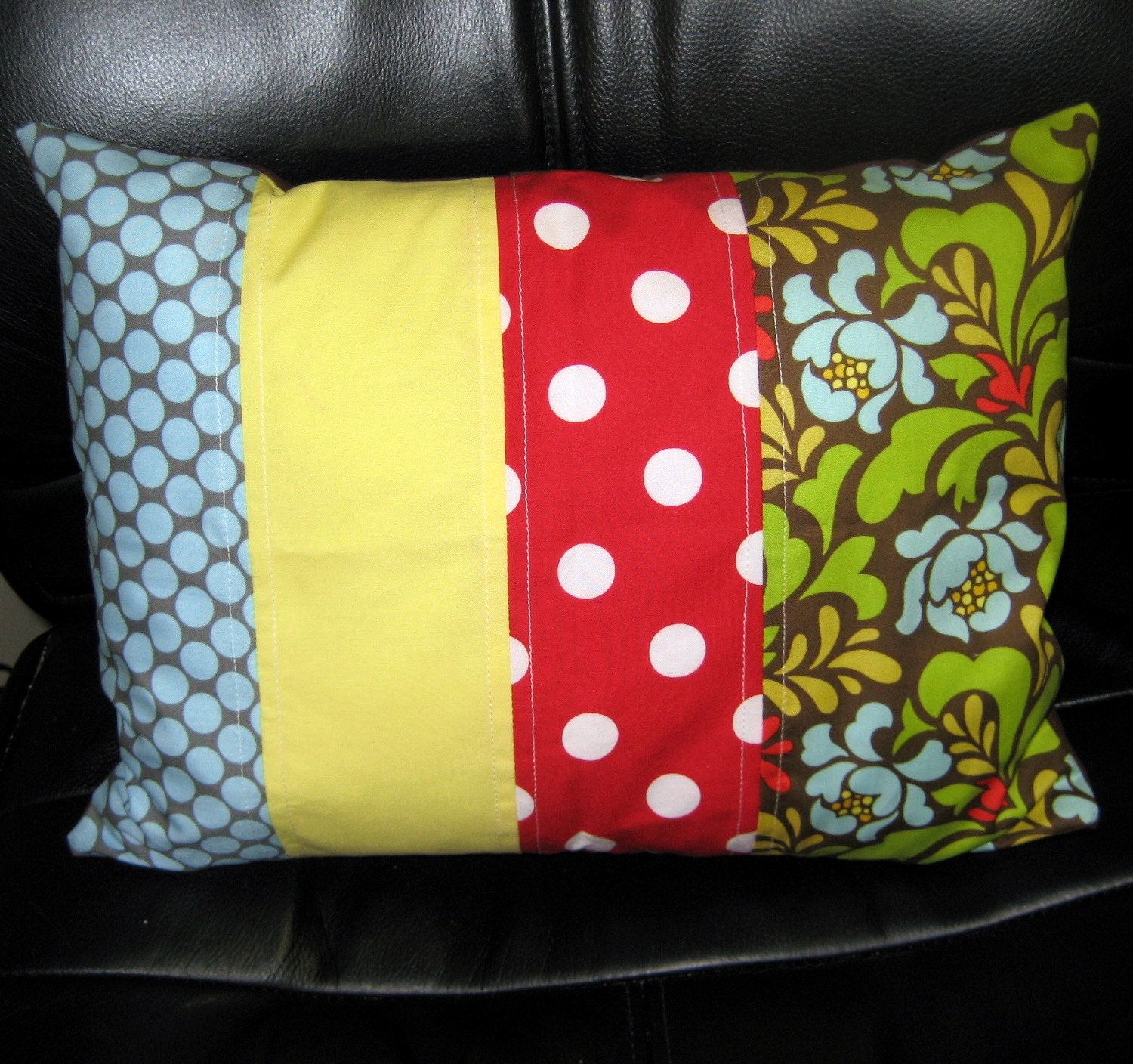 12x16 Pop Garden and Dots Patchwork Throw Pillow Case & Pillow