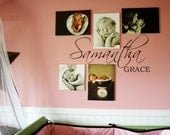 Nursery  Wall Decal- Personalized Script First and Middle Name 36" wide
