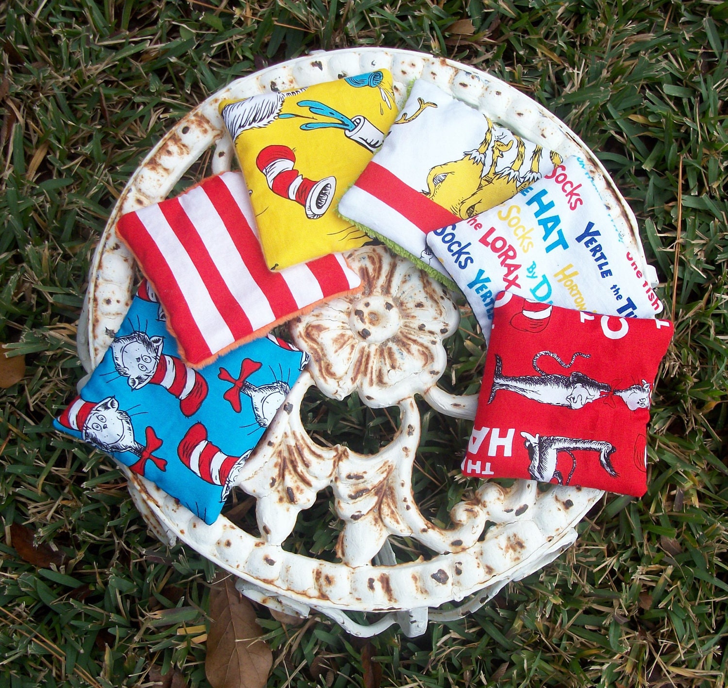 Set of 6 Cat in the Hat themed Bean Bags Dr Seuss Sensory