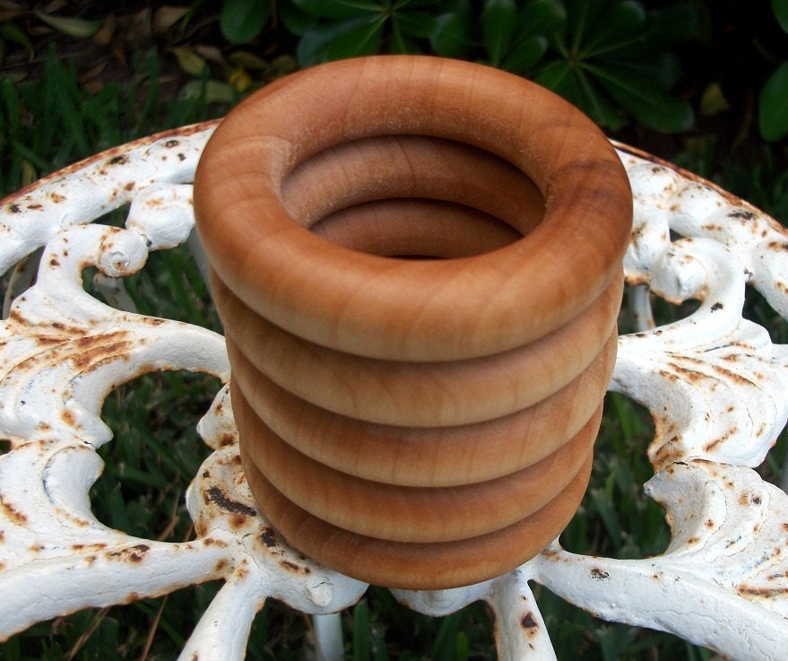 Set of 5 Wooden Teething Rings sealed Waldorf montessori natural toy