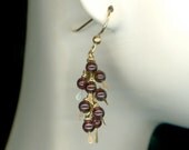 Earrings Gold Garnet Beads