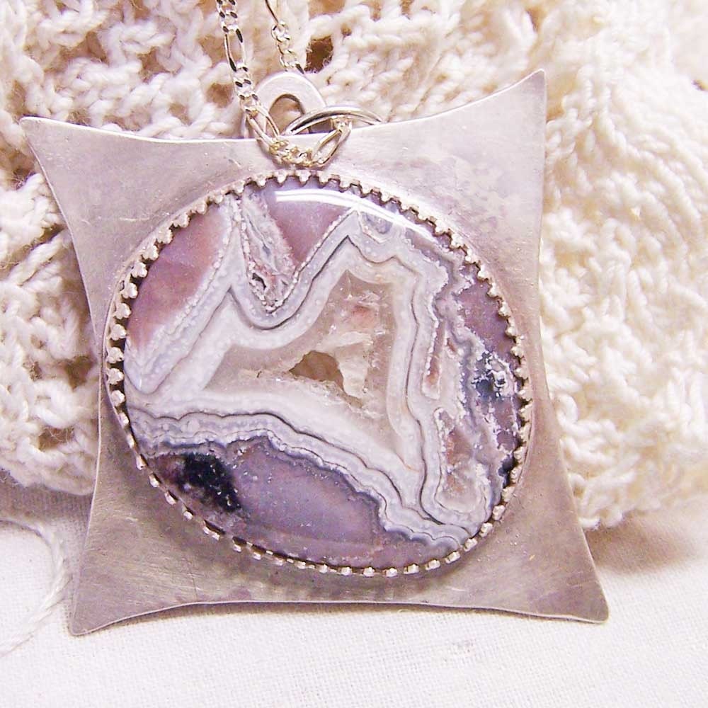 Necklace- Sterling Silver and Agate Pendant