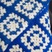 Blue and White Crochet Wool Granny Squares Afghan Throw Blanket