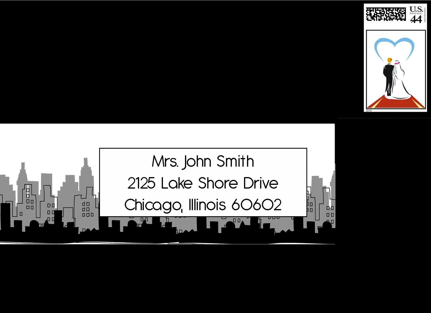 Envelope Label Wrap with Guest Names - Cityscape