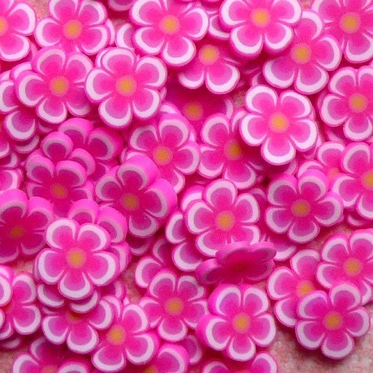 Polymer Clay Fimo Cane Pink Flower Slices Miniature Nail Art Decoden supplies Kawaii Scrapbooking Cute (75-100pcs) CFW012