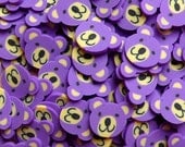 Polymer Clay Cane Purple Bear Face Slices Fimo clay Kawaii Miniature Decoration  Nail Art Scrapbooking (75-100pcs) CAN031