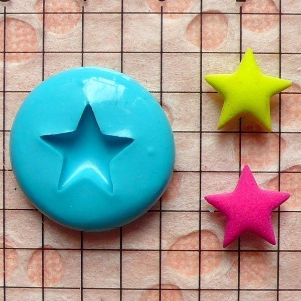 Star (11mm) Silicone Flexible Push Mold - Jewelry, Charms, Cupcake (Clay, Fimo, Sculpey, Premo, Resin, Epoxy, Wax, Gum Paste, Fondant)